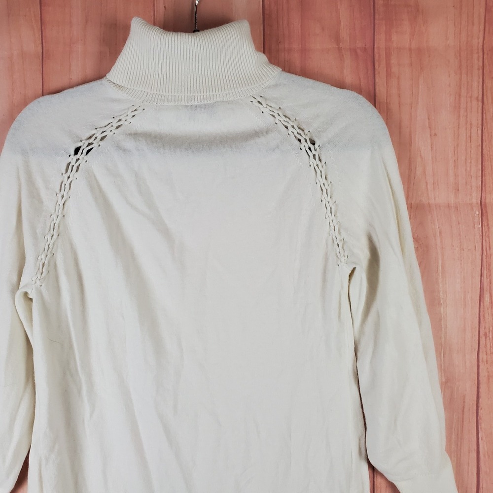 Ted Baker Sweater Dress Womens 1 White Viscose Knit Raglan Sleeve Turtleneck - Picture 4 of 10